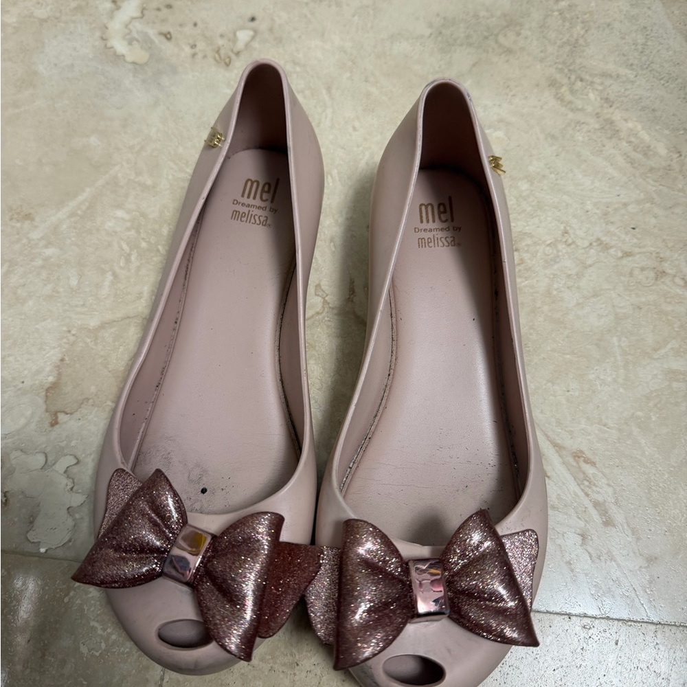 Melissa Women's Blush Bow Flats